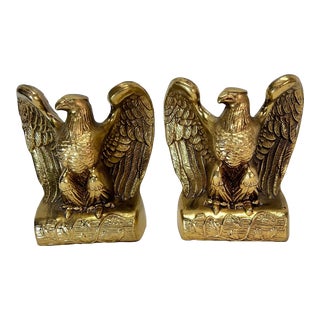 Vintage Eagle Brass Bookends - a Pair For Sale