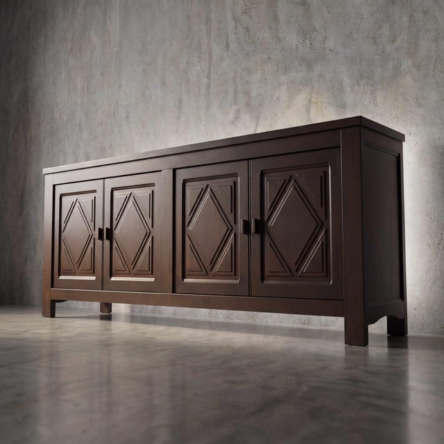 1970s Vintage French Oak Brutalist Sideboard, 1970s For Sale - Image 5 of 11