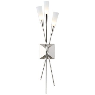 Chapman & Myers for Visual Comfort Signature Stellar Triple Tail Sconce in Polished Nickel with Frosted Acrylic For Sale