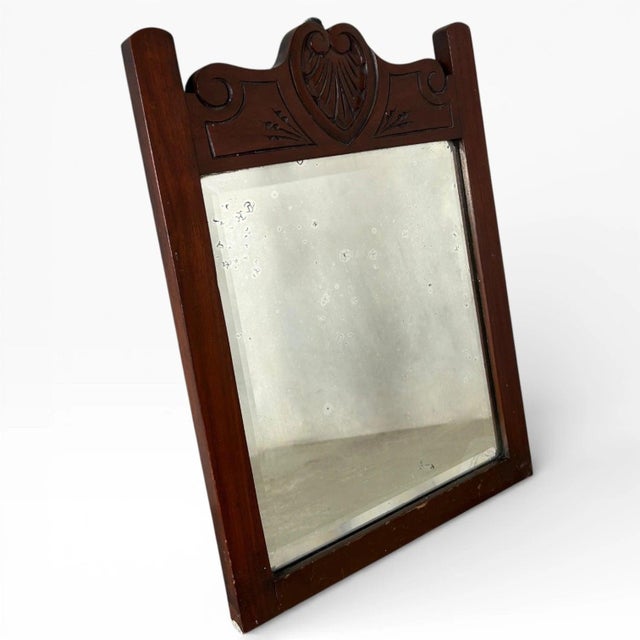 French Carved Mahogany Farmhouse Wall Mirror For Sale - Image 3 of 9