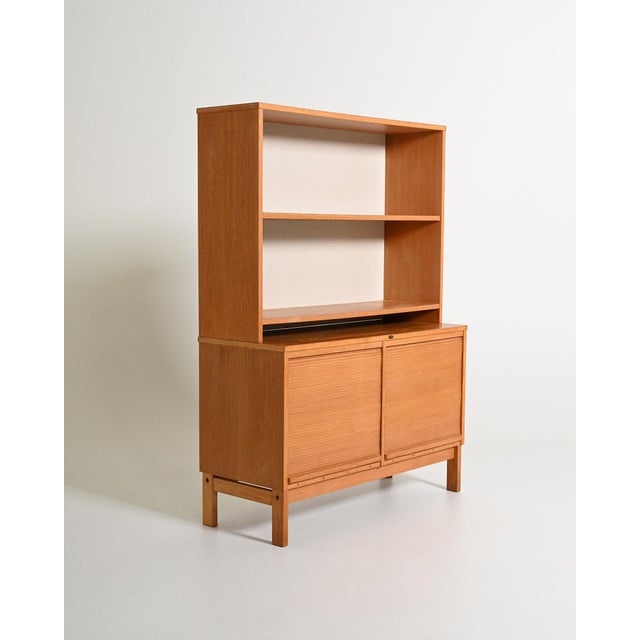 Vintage Oak Bookcase with Shutter Doors, 1960s For Sale - Image 3 of 10