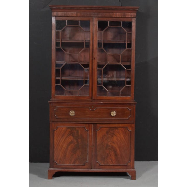 George III English Antique Mahogany Bookcase Secretary Desk Circa 1780 For Sale - Image 4 of 9