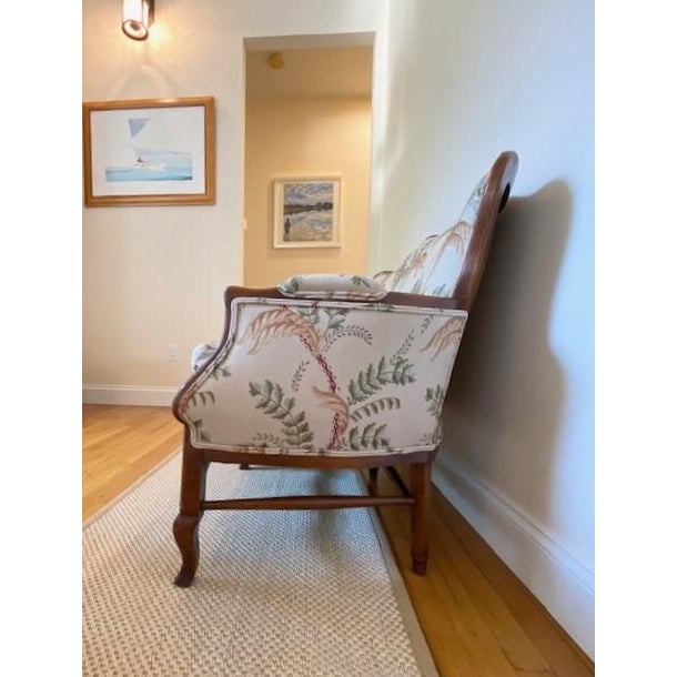 Antique Settee Upholstered in Botanical Embroidery by Jane Shelton For Sale - Image 9 of 12