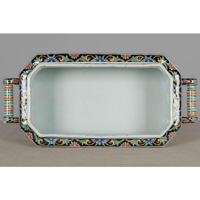19th Century French Desvres Jardinière and Cachepot Set of 3 For Sale - Image 14 of 17