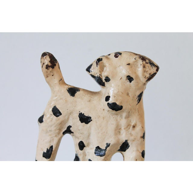 Metal Pair of Vintage Cast Iron Dalmatian Dog Food & Water Bowl Holders For Sale - Image 7 of 13