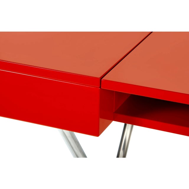 Cosimo Desk with Red Glossy Lacquered Top by Marco Zanuso Jr. for Adentro, 2017 For Sale - Image 4 of 10