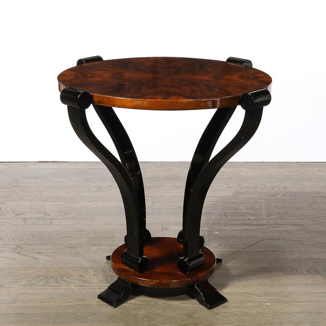 Wood Art Deco Machine Age Occasional Table in Book-Matched & Burled Walnut For Sale - Image 7 of 14