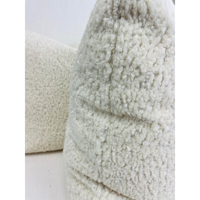 Transitional Sherpa in Off White 22” Pillows-A Pair For Sale - Image 3 of 4