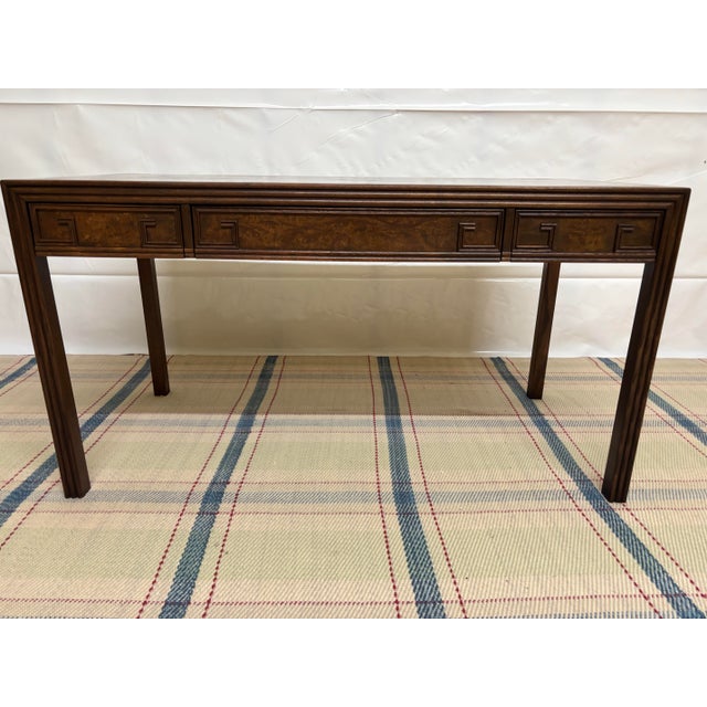 Chinoiserie Vintage Chinoiserie-Style Burl Wood Writing Desk by Baker For Sale - Image 3 of 11