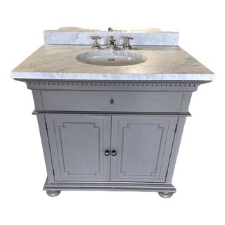 Rh St. James Single Vanity With Italian Carrara Marble Countertop For Sale