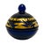 Art Deco Irene Cobalt Blue Glass Lidded Dish Cut Glass Elegant Glass Poland. Very good overall preowned condition....