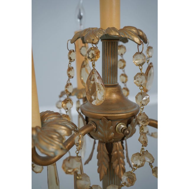1980s Floor Torchiere Candelabra Lamp W. Amber Prisms For Sale - Image 5 of 9