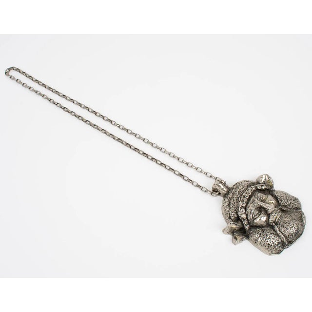 Guy Laroche Paris Massive Silvered Resin Viking God Medallion Necklace For Sale In Atlanta - Image 6 of 11