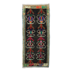 Vintage Zabihi Collection Anatolian Turkish Mini Rug