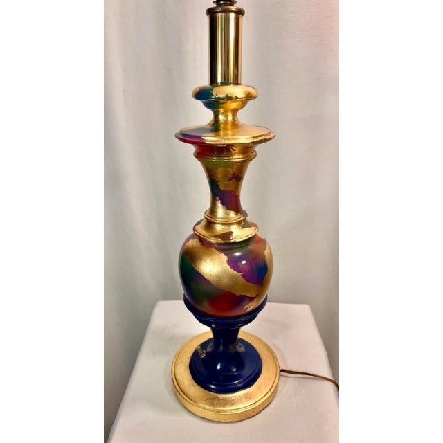 Vintage Newly Hand Gilt Brass Table Lamp With Shade For Sale - Image 9 of 12