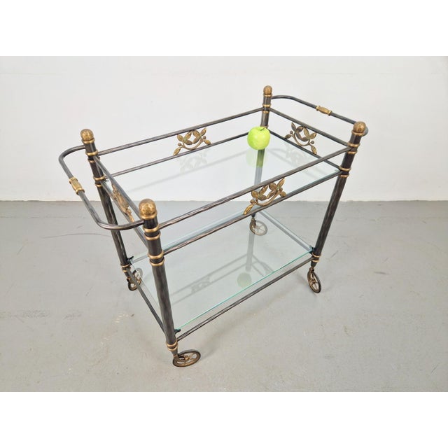 Regency Brass and Glass Serving Trolley, Italy, 1970s For Sale - Image 9 of 10