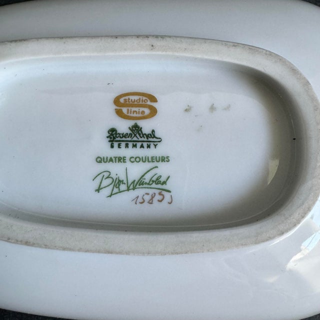 Rosenthal Bjorn Wiinblad Quatre Couleurs Trinket Dishes Small Gold Hand Painted Catchall Jewelry Tray For Sale - Image 10 of 12