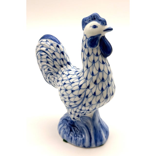 Ceramic Vintage Fishnet Design Ceramic Porcelain Rooster by Andrea Sadek For Sale - Image 7 of 9