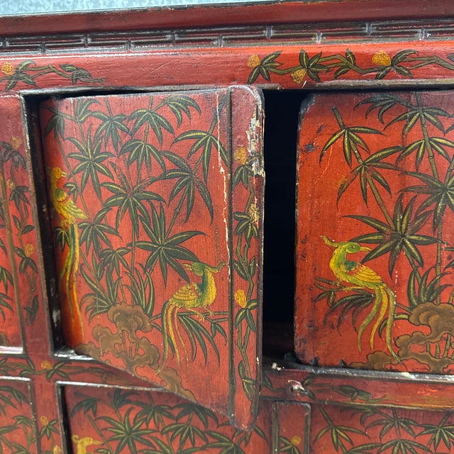 Chinoiserie Red Lacquer Storage Cabinet, Antique For Sale - Image 9 of 12