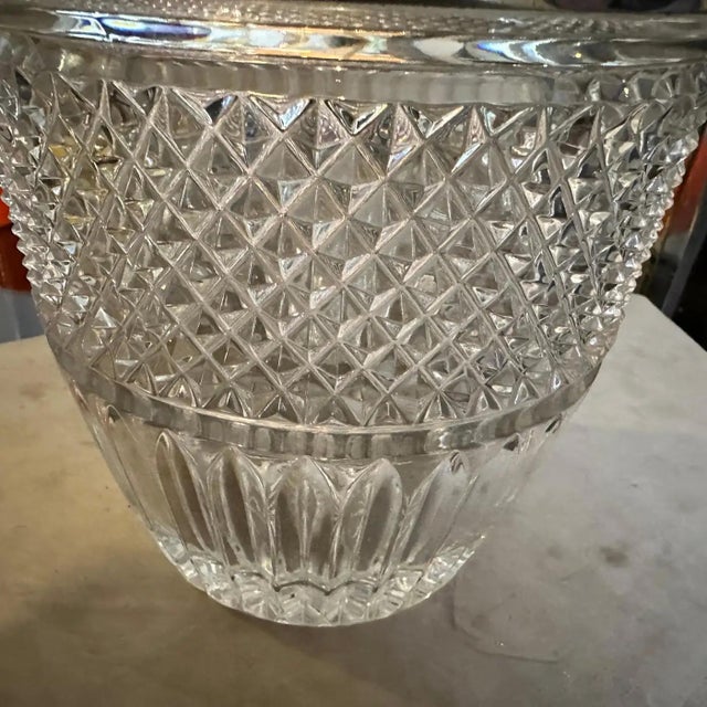 1980s Modernist Crystal and Silver Plate French Wine Cooler For Sale - Image 6 of 12