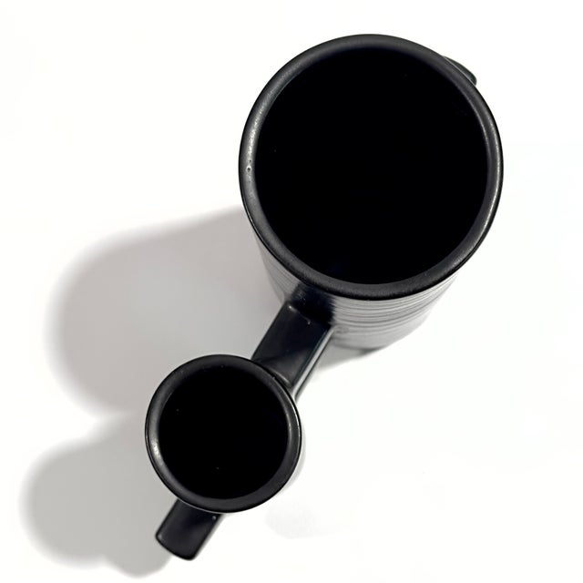 Black Modernist Japanese Black Pottery Ceramic Ikebana Vase by MCI Japan For Sale - Image 8 of 11