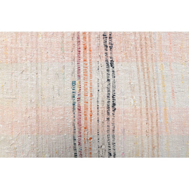 Vintage Turkish Hand-Knotted Wool Cotton Beige Kilim Runner Rug For Sale - Image 10 of 11