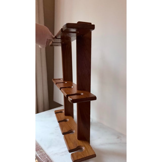 Vintage Mid-Century Teak Wine Glass Rack – Wall Mounted 12-Stemware Holder For Sale In Greensboro - Image 6 of 11