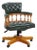 Green Cowhide Chesterfield Office Chair on Wheels For Sale