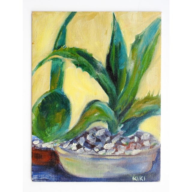 Mid-Century Modern Mid 20th Century Aloe Vera Plant Still Life Painting For Sale - Image 3 of 4