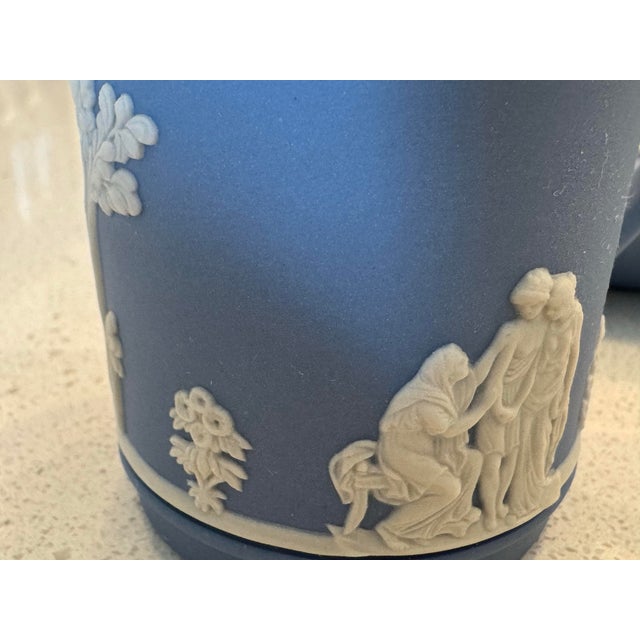 Wedgwood Cream Color on Lavender (Pale Blue) Jasperware Tea Coffee Cup and Saucer For Sale - Image 4 of 12