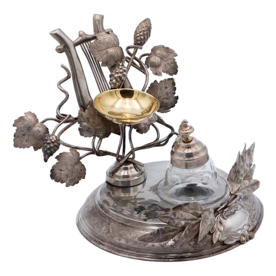 Silver Inkwell with Glass Tank | Chairish