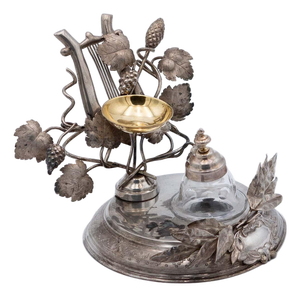 Silver Inkwell with Glass Tank