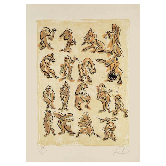 Reinhoud d'Haese, 17 Contre, Lithograph, 1970 For Sale