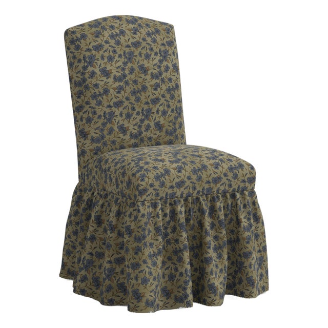 Stoffer Home x Cloth & Company Thelma Ruffle Camel Back Dining Chair in Dogwood Floral Sage For Sale