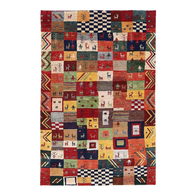 Pasargad DC Multi Color Fine Hand Knotted Gabbeh Rug For Sale