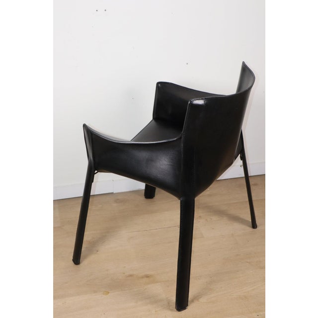 Animal Skin Vintage Black Leather Armchair, 1980s For Sale - Image 7 of 18