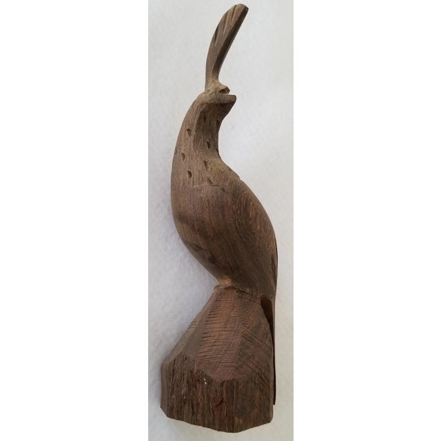 Vintage Mid 20th Century Brown Hand Carved Wood Quail Bird For Sale In Phoenix - Image 6 of 7
