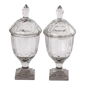 Antique 18th Century George III Anglo Irish Cut Crystal Chestnut Urns - a Pair