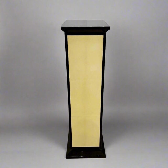 Art Deco Art Deco Pedestal Black Lacquer with Parchment. France 1930's. For Sale - Image 3 of 5