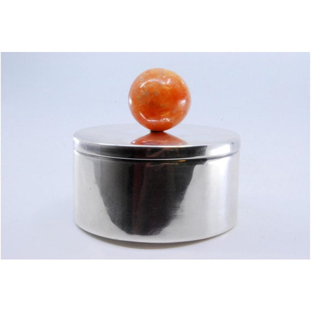 Circular Silver Box with Gilded Interior and Removable Lid For Sale - Image 9 of 10