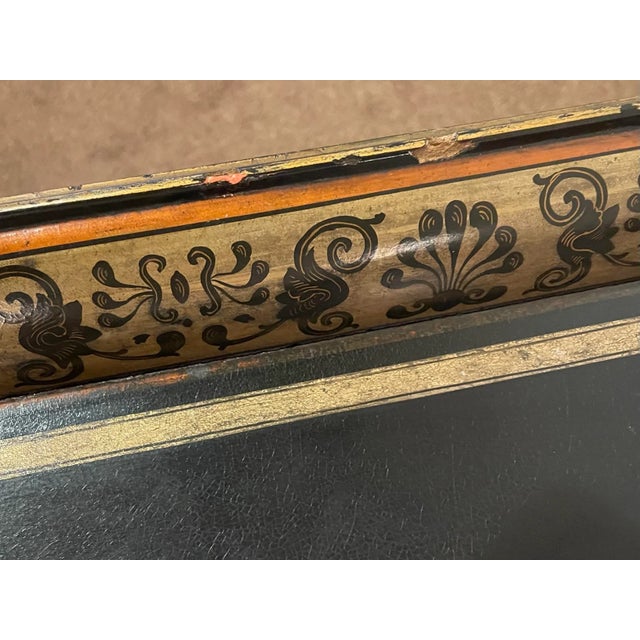 Vintage Regency Style Black Lacquered Ebonized Wood Tray Table / End Table For Sale - Image 11 of 12