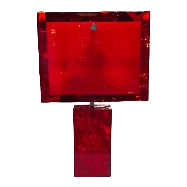 Vintage Italian Red Acrylic Table Lamp 1980s For Sale