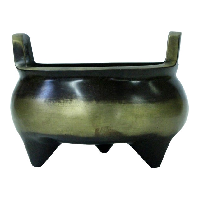 Chinese Oriental Bronze Metal Incense Burner Accent For Sale