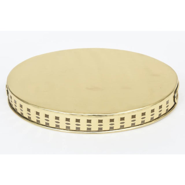 Vintage Brass Square Perforated Serving Tray Barware With Handles 80's For Sale - Image 9 of 10