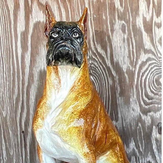 Italian Vintage Boho Italian Glazed Ceramic Boxer For Sale - Image 3 of 13