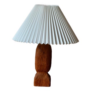 Brutalist Danish Hand-Carved Teak Table Lamp, 1960s For Sale