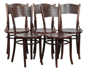 Vintage Carved Wooden Bistro Chairs from Cosmos, Set of 5