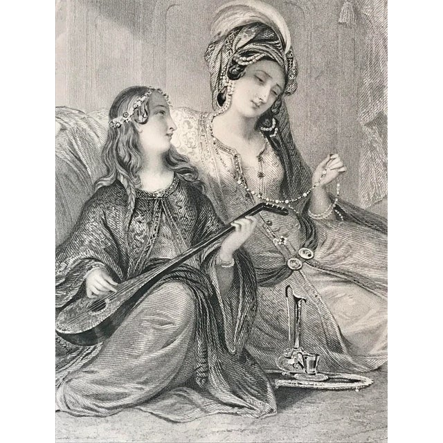 Antique Victorian English Print Beautiful Women Titled "The Jewels" London 19th Century Engraving For Sale - Image 4 of 7