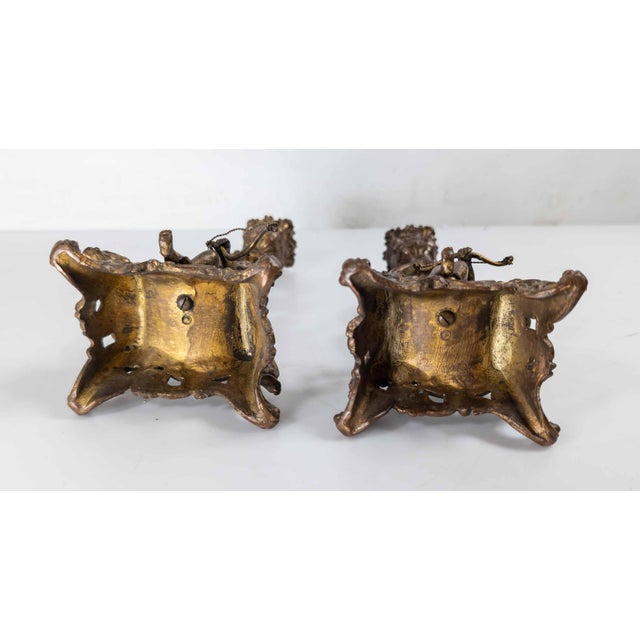 19th Century Pair of French Rococo Revival Gilt Bronze or Copper Alloy Candlesticks For Sale - Image 12 of 14