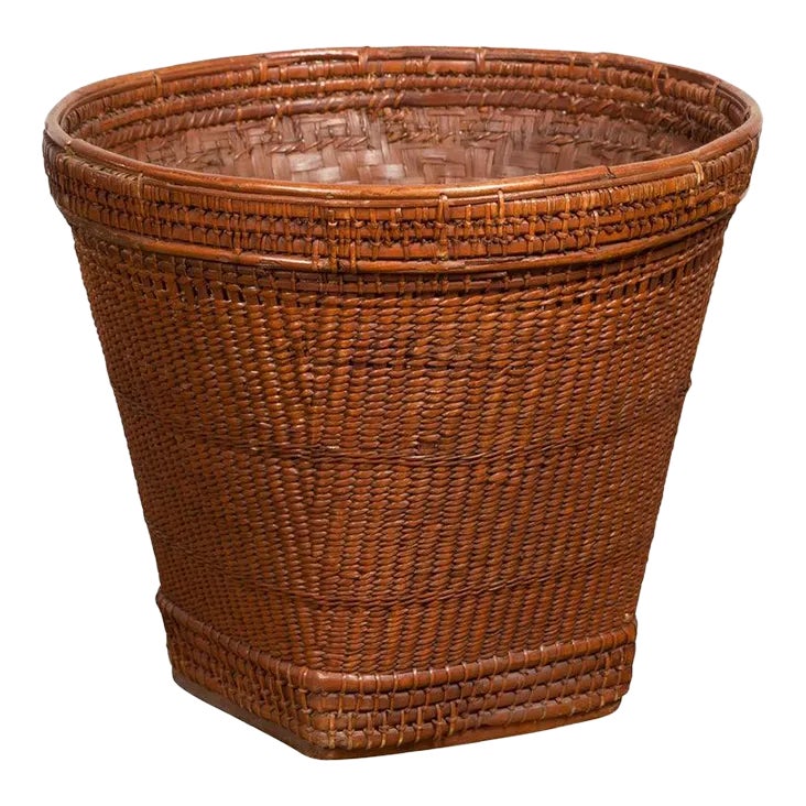 19th Century Hand Woven Rattan & Bamboo Thai Grain Basket with Tapering ...
